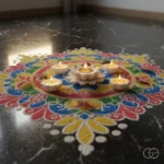 Second image of White Marble Lotus Diya/Tea Light Holder with a Brass Bowl