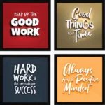 ArtX Paper Motivational Wall Frames, Inspirational Quotes Wall Frames For Home Office Study Room Decor, Multicolor Posters With Frame, Set of 4