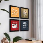 Second image of ArtX Paper Motivational Wall Frames, Inspirational Quotes Wall Frames For Home Office Study Room Decor, Multicolor Posters With Frame, Set of 4
