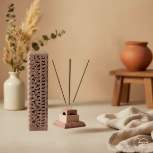 Hand-Carved Stone Incense and Candle Holder Set